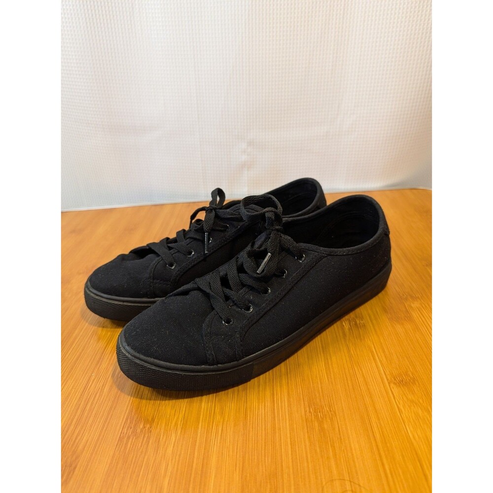 ASOS DESIGN Wide Fit Dizzy lace up sneakers in black drench 11W Casual (Q09)